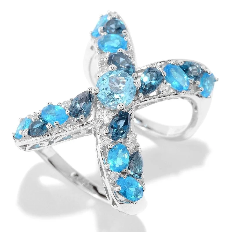 Amethyst Gemstone Rings in Sterling Silver with a Halo of Cubic Zirconia for a Budget - Friendly LuxuryPinctore SS Swiss Blue Topaz, Neon Apatite, London Blue Topaz Ring, Size 7 Amethyst Gemstone Rings in Sterling Silver with a Halo of Cubic Zirconia for a Budget - Friendly LuxuryPinctore SS Swiss Blue Topaz, Neon Apatite, London Blue Topaz Ring, Size 7