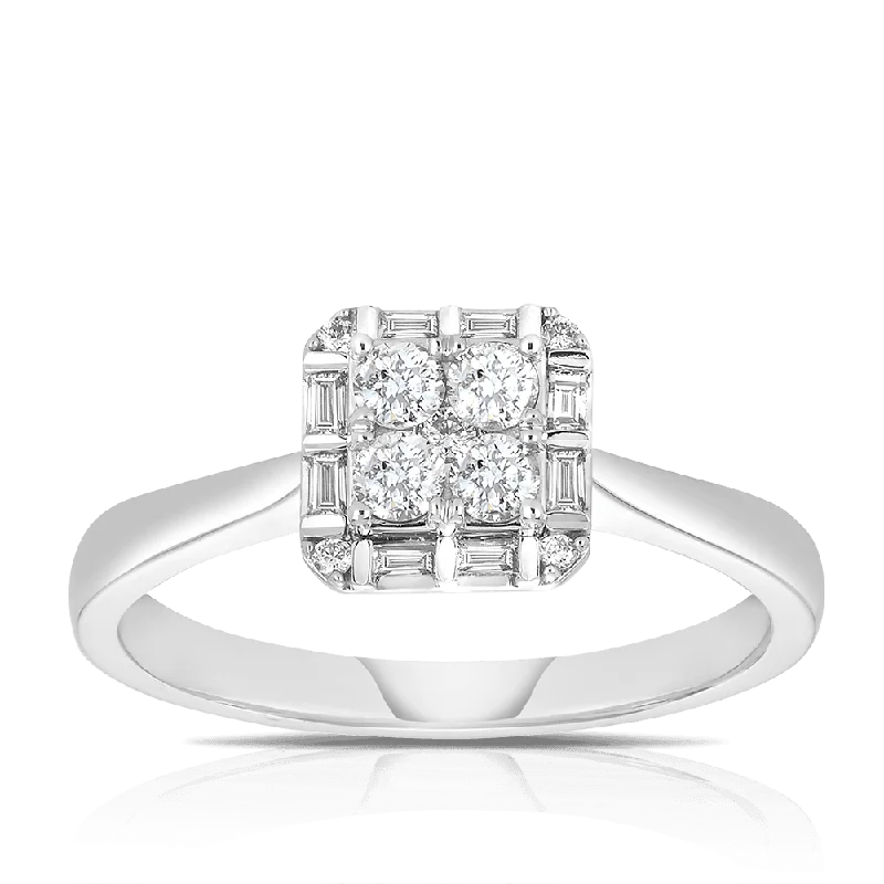 Men's Amethyst Engagement Rings in Sterling Silver with a Contemporary Geometric Setting0.35ct TW Diamond Square Halo Engagement Ring in 9ct White Gold Men's Amethyst Engagement Rings in Sterling Silver with a Contemporary Geometric Setting0.35ct TW Diamond Square Halo Engagement Ring in 9ct White Gold