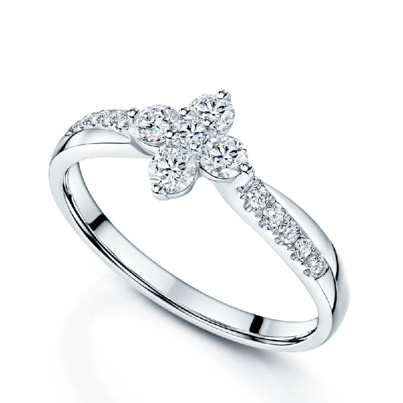 Men's Aquamarine Engagement Rings in 9K Gold with a Bezel - Set StonePlatinum Round Brilliant Cut Diamond Flower Cluster Ring With Diamond Set Twist Shoulders Men's Aquamarine Engagement Rings in 9K Gold with a Bezel - Set StonePlatinum Round Brilliant Cut Diamond Flower Cluster Ring With Diamond Set Twist Shoulders