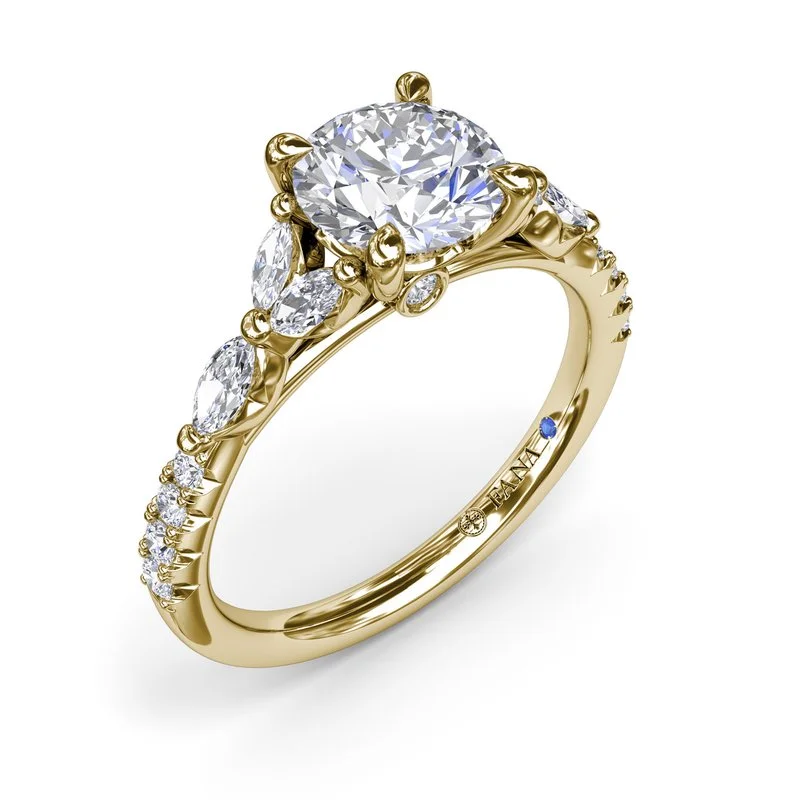 Men's Tourmaline Engagement Rings in 18K Two - Tone Gold with a Floral - Inspired SettingFloral Design Diamond Semi-Mount Engagement Ring Men's Tourmaline Engagement Rings in 18K Two - Tone Gold with a Floral - Inspired SettingFloral Design Diamond Semi-Mount Engagement Ring