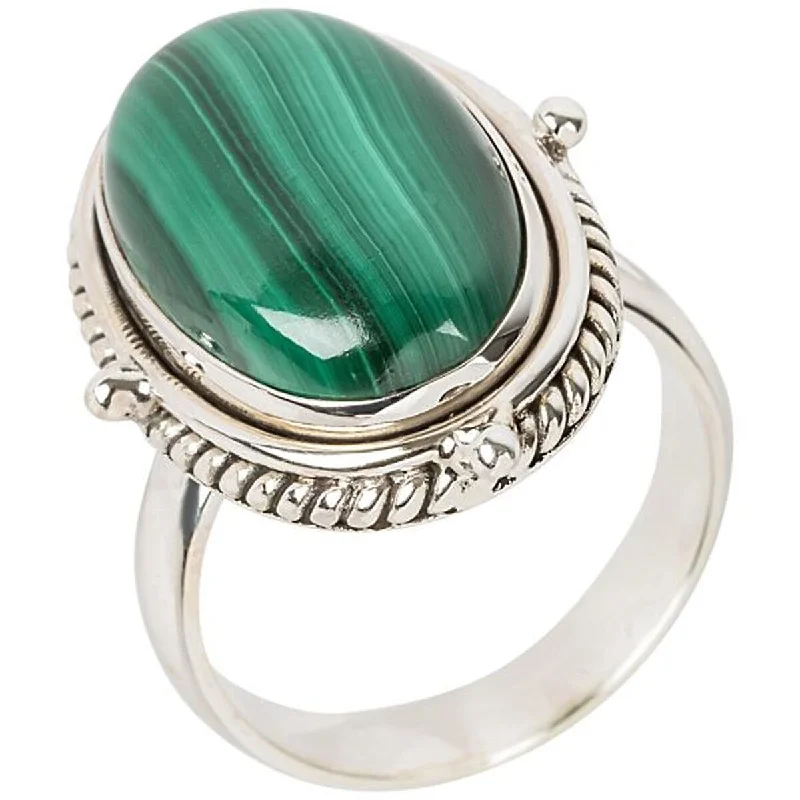 Emerald Gemstone Rings Set in Platinum with Filigree Work for a Vintage - Inspired Look925 Sterling Silver Malachite Gemstone Solitaire Ring Emerald Gemstone Rings Set in Platinum with Filigree Work for a Vintage - Inspired Look925 Sterling Silver Malachite Gemstone Solitaire Ring