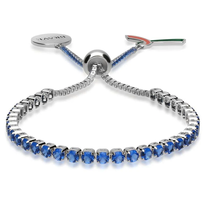 Brave Ribbon Charity Sterling Silver Cubic Zirconia Blue Bracelet D
