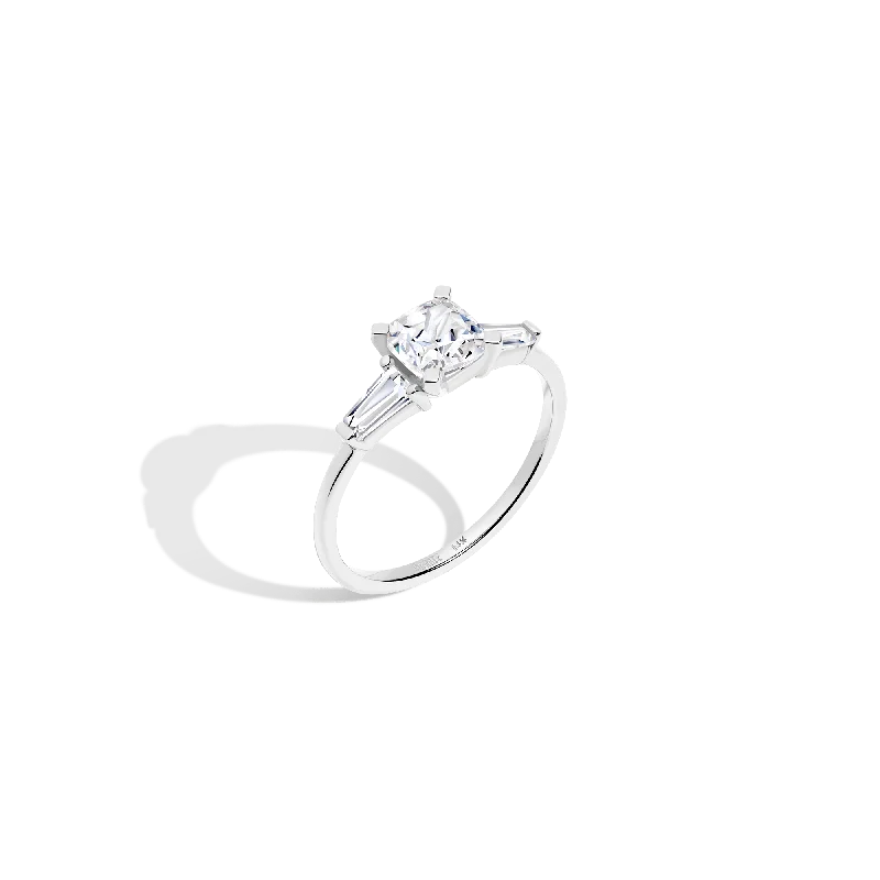 Men's Black Onyx Engagement Rings Set in Titanium for a Modern and Bold LookCushion Cut Tapered Baguette Diamond Ring