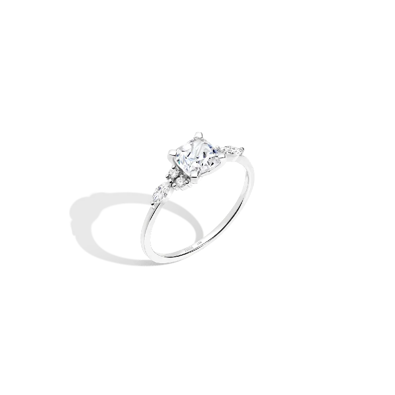 Men's Citrine Engagement Rings in Stainless Steel with a Stackable Band DesignCushion Cut Floral Diamond Ring