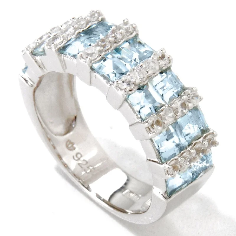 Opal Gemstone Rings in Rose Gold with a Milgrain Edge for a Feminine and Romantic StylePlatinum o/Silver 2.59ctw Aquamarine & White Zircon Band Ring Opal Gemstone Rings in Rose Gold with a Milgrain Edge for a Feminine and Romantic StylePlatinum o/Silver 2.59ctw Aquamarine & White Zircon Band Ring