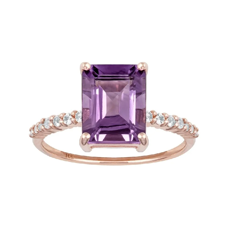 Aquamarine Gemstone Rings in 9K Gold with a Bezel Setting for a Modern and Secure FitViducci 10k Rose Gold Emerald-Cut Amethyst and White Topaz Ring Aquamarine Gemstone Rings in 9K Gold with a Bezel Setting for a Modern and Secure FitViducci 10k Rose Gold Emerald-Cut Amethyst and White Topaz Ring