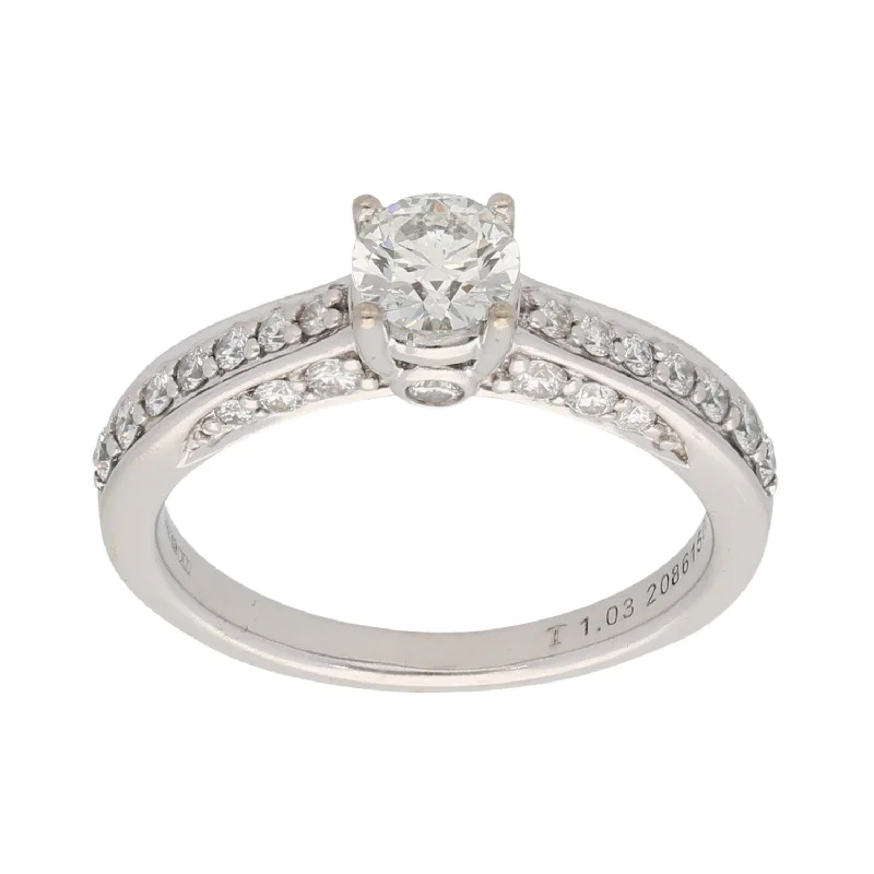 Men's Tanzanite Engagement Rings in Palladium with a Three - Stone Arrangement18ct White Gold 1.03ct Diamond Solitaire Ring With Accent Stones Size N Men's Tanzanite Engagement Rings in Palladium with a Three - Stone Arrangement18ct White Gold 1.03ct Diamond Solitaire Ring With Accent Stones Size N