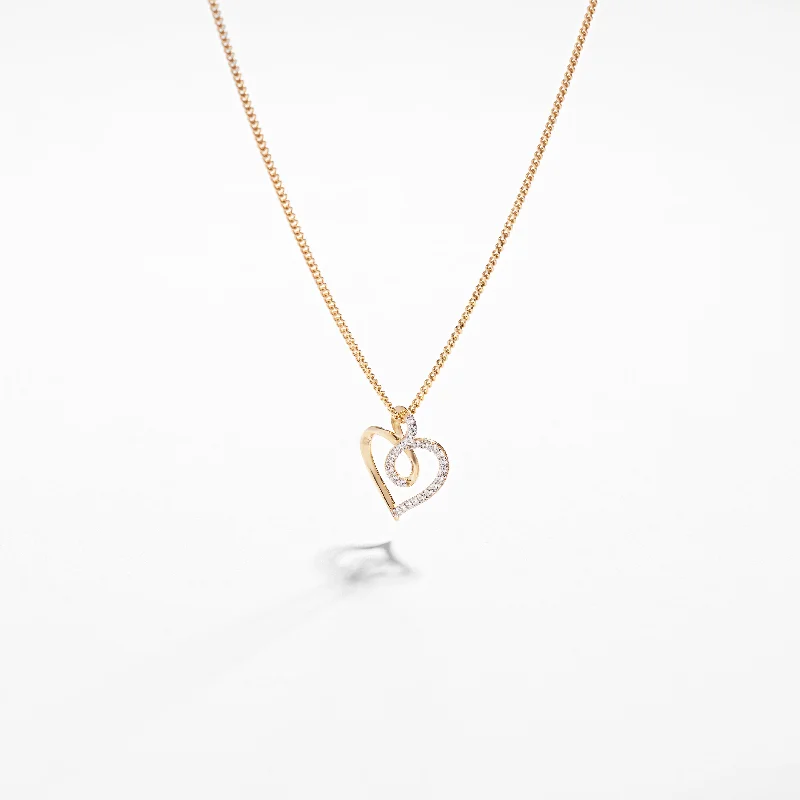 9K Yellow Gold Zirconia Heart Slider Pendant