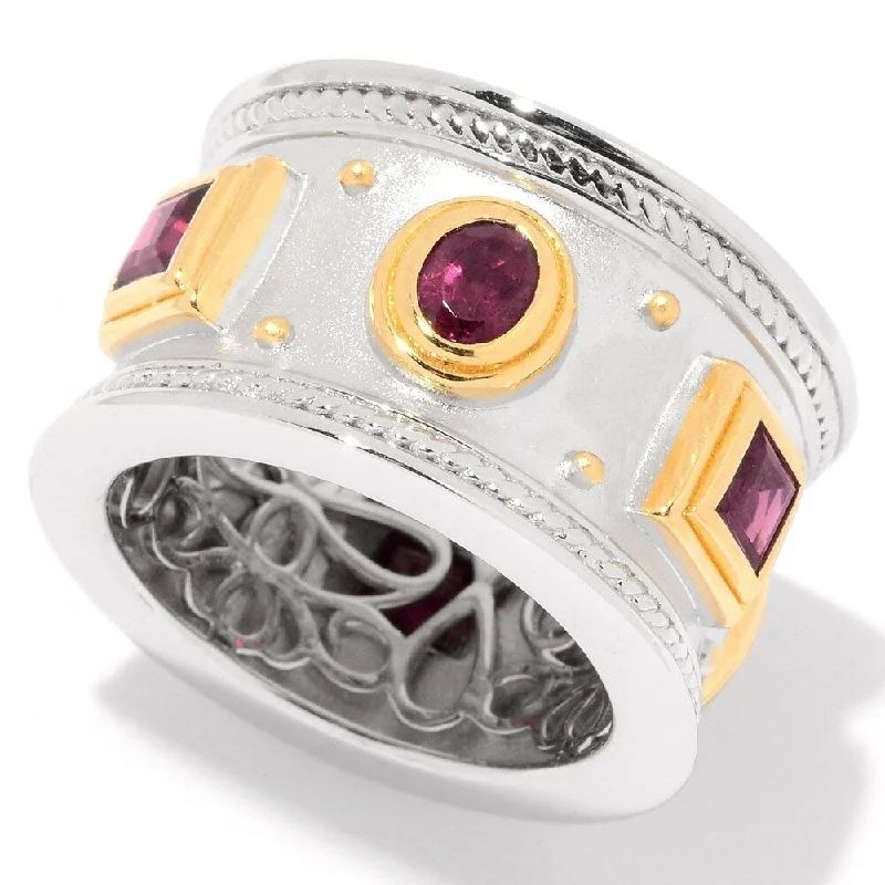 Opal Gemstone Rings in Rose Gold with a Milgrain Edge for a Feminine and Romantic StyleSterling Silver Two-tone Rhodolite Etruscan Wide Band Ring Opal Gemstone Rings in Rose Gold with a Milgrain Edge for a Feminine and Romantic StyleSterling Silver Two-tone Rhodolite Etruscan Wide Band Ring