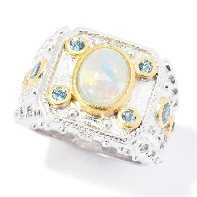 Peridot Gemstone Rings in 14K Gold - Filled Metal with a Pave - Set Band for a Sparkling LookDallas Prince Sterling Silver Ethiopian Opal, Swiss Blue Topaz & White Zircon Ring Peridot Gemstone Rings in 14K Gold - Filled Metal with a Pave - Set Band for a Sparkling LookDallas Prince Sterling Silver Ethiopian Opal, Swiss Blue Topaz & White Zircon Ring