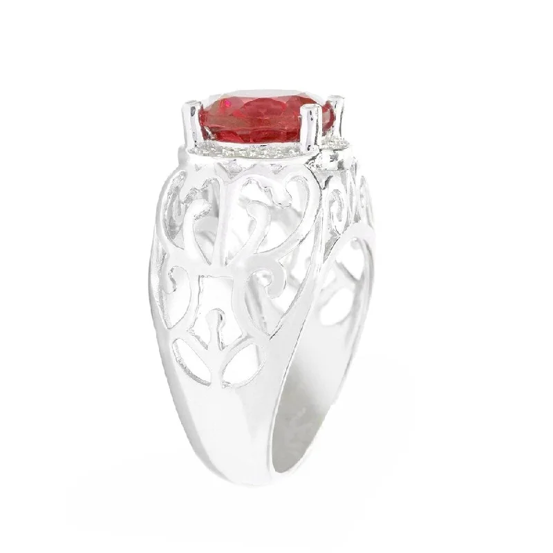 Peridot Gemstone Rings in 14K Gold - Filled Metal with a Pave - Set Band for a Sparkling LookSterling Silver with Ruby and White Zircon Halo Ring Peridot Gemstone Rings in 14K Gold - Filled Metal with a Pave - Set Band for a Sparkling LookSterling Silver with Ruby and White Zircon Halo Ring