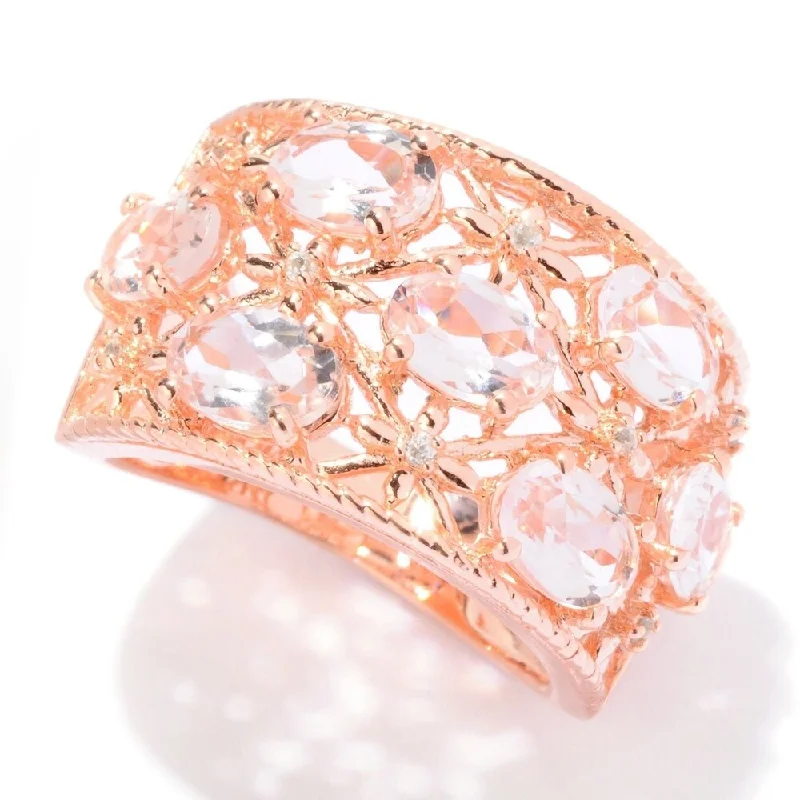 Peridot Gemstone Rings in 14K Gold - Filled Metal with a Pave - Set Band for a Sparkling LookRose Gold Plated Over Sterling Silver Morganite and White Natural Zircon Ring Peridot Gemstone Rings in 14K Gold - Filled Metal with a Pave - Set Band for a Sparkling LookRose Gold Plated Over Sterling Silver Morganite and White Natural Zircon Ring