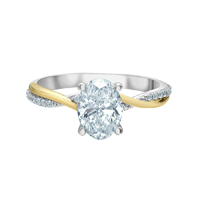 Oval Diamond Twist Band Solitaire Engagement Ring 2.17ct
