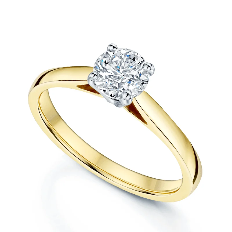 Men's Tourmaline Engagement Rings in 18K Two - Tone Gold with a Floral - Inspired Setting18ct Yellow Gold Round Brilliant Cut Diamond Four Claw Set Solitaire Ring Men's Tourmaline Engagement Rings in 18K Two - Tone Gold with a Floral - Inspired Setting18ct Yellow Gold Round Brilliant Cut Diamond Four Claw Set Solitaire Ring