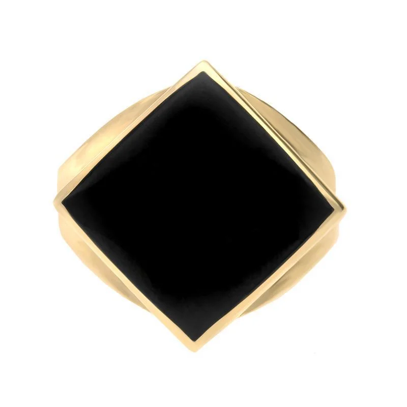 9ct Yellow Gold Whitby Jet Small Rhombus Ring