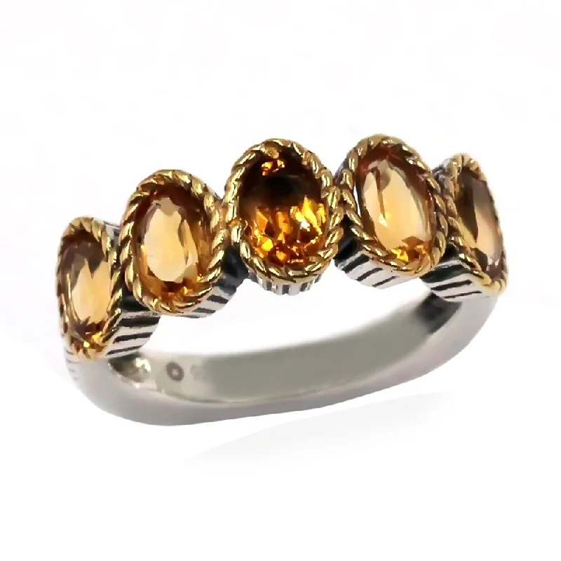 Citrine Gemstone Rings in Stainless Steel with a Stackable Design for a Trendy Everyday Wear925 Sterling Silver Citrine 5-Stone Ring Citrine Gemstone Rings in Stainless Steel with a Stackable Design for a Trendy Everyday Wear925 Sterling Silver Citrine 5-Stone Ring