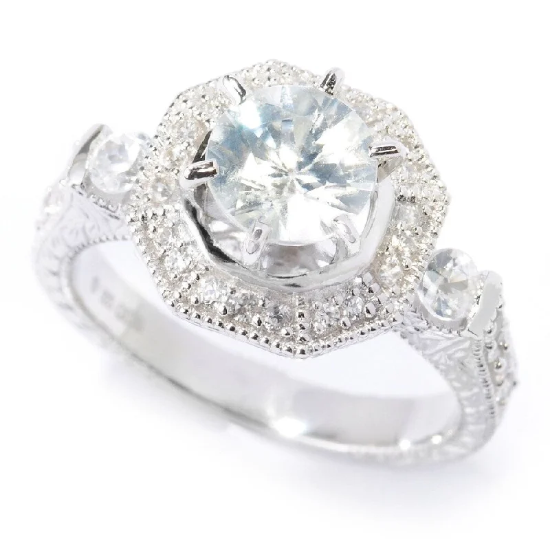 Opal Gemstone Rings in Rose Gold with a Milgrain Edge for a Feminine and Romantic StylePlatinum o/Silver 2.77ctw White Natural Zircon Cocktail Ring Opal Gemstone Rings in Rose Gold with a Milgrain Edge for a Feminine and Romantic StylePlatinum o/Silver 2.77ctw White Natural Zircon Cocktail Ring