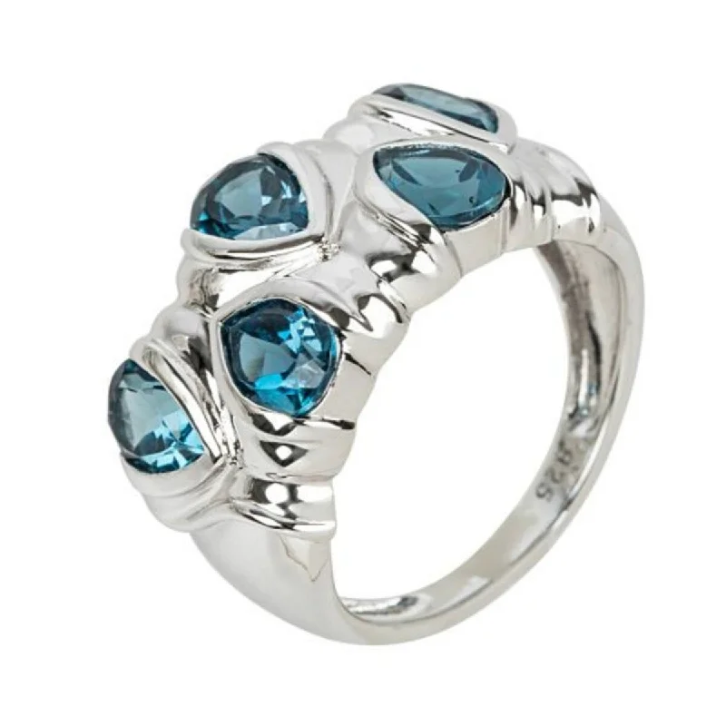Emerald Gemstone Rings Set in Platinum with Filigree Work for a Vintage - Inspired Look925 Sterling Silver London Blue Topaz Ring Emerald Gemstone Rings Set in Platinum with Filigree Work for a Vintage - Inspired Look925 Sterling Silver London Blue Topaz Ring