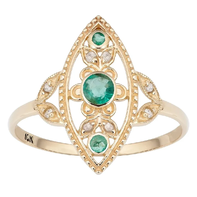 Topaz Gemstone Rings in 10K Gold with a Channel - Set Design for a Contemporary and Durable OptionViducci 10k Yellow Gold Vintage Style Genuine Emerald and Diamond Ring Topaz Gemstone Rings in 10K Gold with a Channel - Set Design for a Contemporary and Durable OptionViducci 10k Yellow Gold Vintage Style Genuine Emerald and Diamond Ring