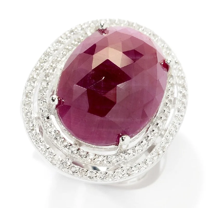 Topaz Gemstone Rings in 10K Gold with a Channel - Set Design for a Contemporary and Durable OptionSterling Silver Indian Ruby & White Topaz Double Halo Ring Topaz Gemstone Rings in 10K Gold with a Channel - Set Design for a Contemporary and Durable OptionSterling Silver Indian Ruby & White Topaz Double Halo Ring