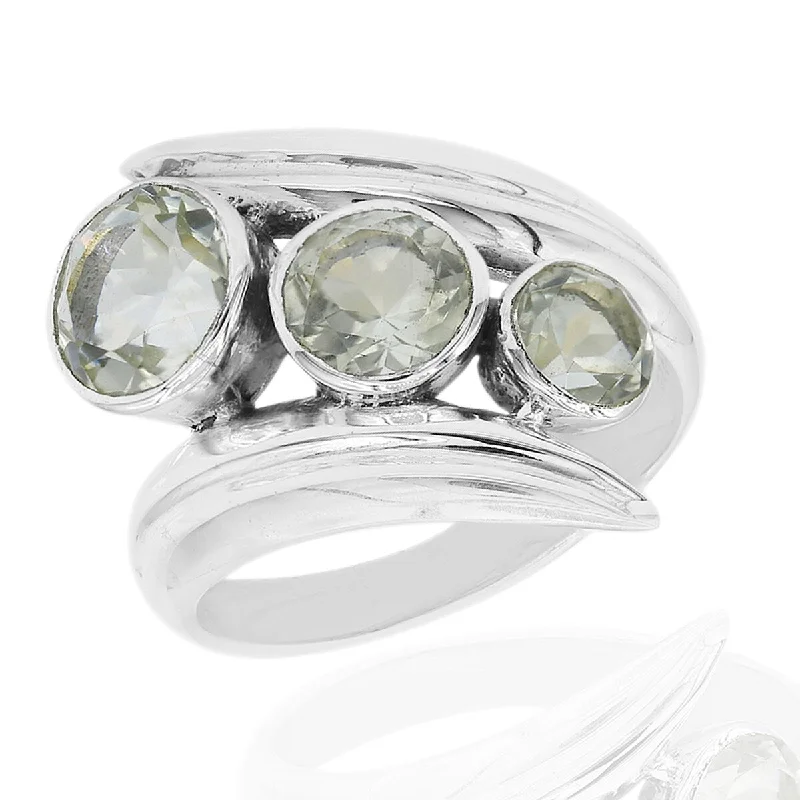 Agate Gemstone Rings in Sterling Silver with a Mosaic - Inspired Inlay for a Bohemian Style925 Sterling Silver Green Amethyst 3-Stone Ring Agate Gemstone Rings in Sterling Silver with a Mosaic - Inspired Inlay for a Bohemian Style925 Sterling Silver Green Amethyst 3-Stone Ring