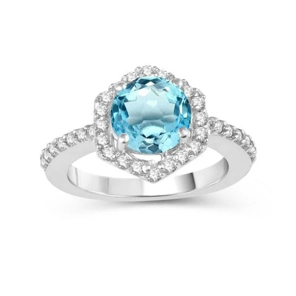 Sapphire Gemstone Rings in 18K White Gold with Diamond Accents for an Elegant EngagementSterling Silver with Sky Blue Topaz and White Topaz Hexagon Halo Ring Sapphire Gemstone Rings in 18K White Gold with Diamond Accents for an Elegant EngagementSterling Silver with Sky Blue Topaz and White Topaz Hexagon Halo Ring