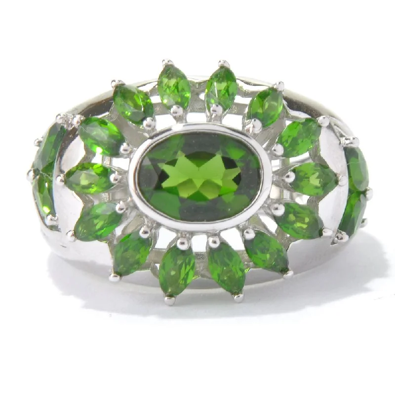 Tourmaline Gemstone Rings in 18K Two - Tone Gold with a Floral - Shaped Setting for a Feminine TouchSterling Silver 3 5/8ct TGW Chrome Diopside Open Flower Ring Tourmaline Gemstone Rings in 18K Two - Tone Gold with a Floral - Shaped Setting for a Feminine TouchSterling Silver 3 5/8ct TGW Chrome Diopside Open Flower Ring