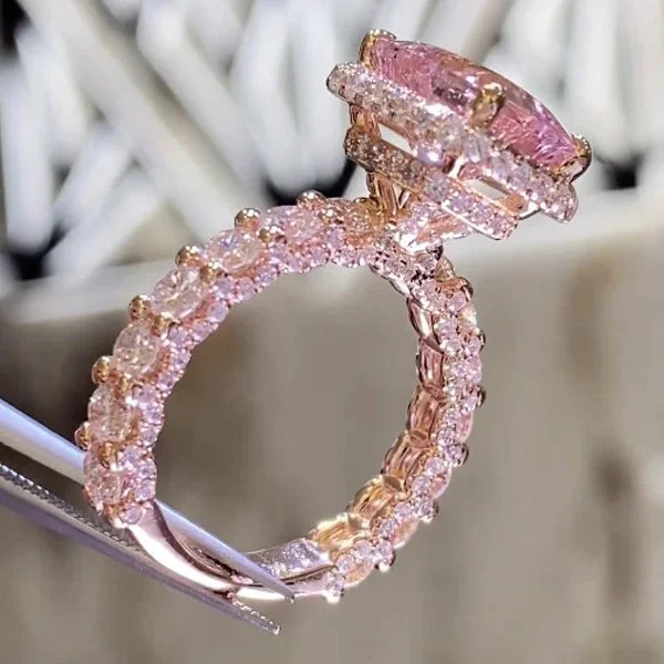 Men's Topaz Engagement Rings in 10K Gold with a Channel - Set Diamond BandStunning Pink Under Halo Sterling Silver Engagement Ring