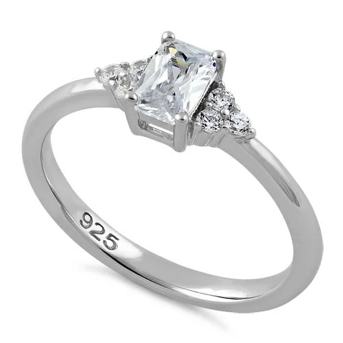 Men's Lapis Lazuli Engagement Rings in Sterling Silver with a Star - Shaped Stone SettingSterling Silver Precious Emerald Cut Clear CZ Ring Men's Lapis Lazuli Engagement Rings in Sterling Silver with a Star - Shaped Stone SettingSterling Silver Precious Emerald Cut Clear CZ Ring
