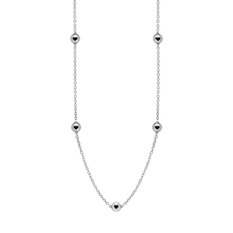 adjustable chain necklaces lengthSterling Silver Whitby Jet Heart Link Disc Chain Necklace adjustable chain necklaces lengthSterling Silver Whitby Jet Heart Link Disc Chain Necklace