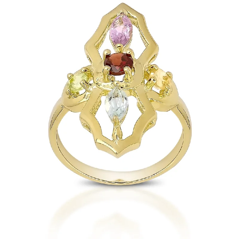 Jasper Gemstone Rings in 18K Gold Vermeil with a Matte Finish for a Subtle and Elegant LookDolce Giavonna Gold over Sterling Silver Multi-Gegstone Vintage Ring Jasper Gemstone Rings in 18K Gold Vermeil with a Matte Finish for a Subtle and Elegant LookDolce Giavonna Gold over Sterling Silver Multi-Gegstone Vintage Ring
