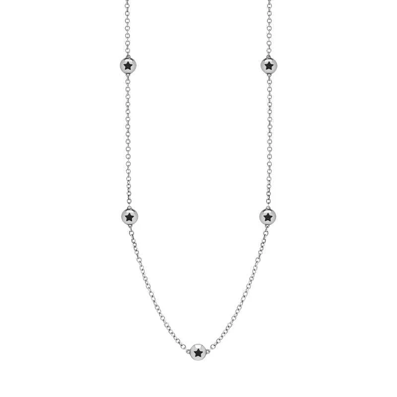 delicate chain necklaces charmSterling Silver Whitby Jet Star Link Disc Chain Necklace delicate chain necklaces charmSterling Silver Whitby Jet Star Link Disc Chain Necklace