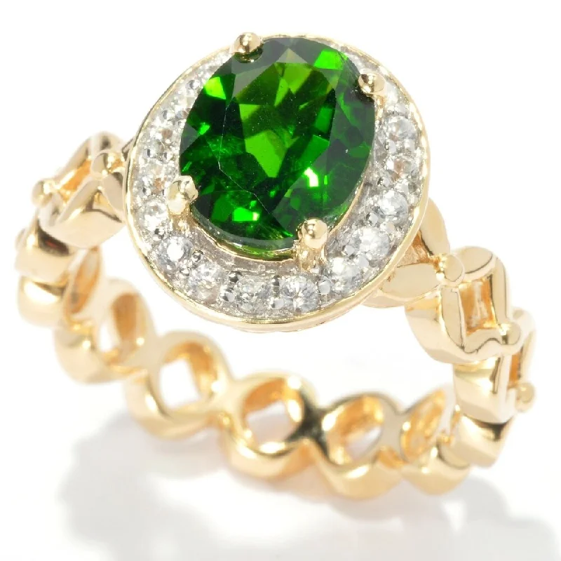 Peridot Gemstone Rings in 14K Gold - Filled Metal with a Pave - Set Band for a Sparkling Look18K Yellow Gold Silver 2.74Ctw Chrome Diopside Solitaire W/ Accent Ring Peridot Gemstone Rings in 14K Gold - Filled Metal with a Pave - Set Band for a Sparkling Look18K Yellow Gold Silver 2.74Ctw Chrome Diopside Solitaire W/ Accent Ring