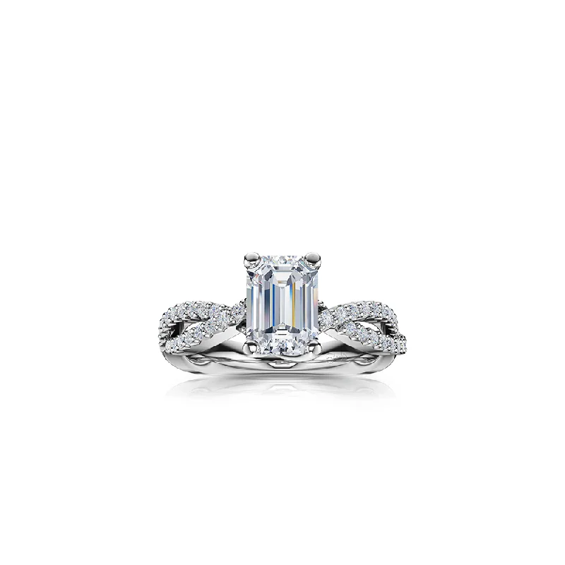 Men's Diamond Engagement Rings with Platinum Band and Halo Setting for a Luxury ProposalThe Studio Collection Emerald Cut Diamond Twist Shank Engagement Ring Men's Diamond Engagement Rings with Platinum Band and Halo Setting for a Luxury ProposalThe Studio Collection Emerald Cut Diamond Twist Shank Engagement Ring