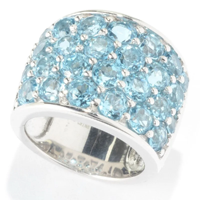 Agate Gemstone Rings in Sterling Silver with a Mosaic - Inspired Inlay for a Bohemian StyleSterling Silver Round 7.8Ctw Swiss Blue Topaz Four-Row Wide Band Ring Agate Gemstone Rings in Sterling Silver with a Mosaic - Inspired Inlay for a Bohemian StyleSterling Silver Round 7.8Ctw Swiss Blue Topaz Four-Row Wide Band Ring