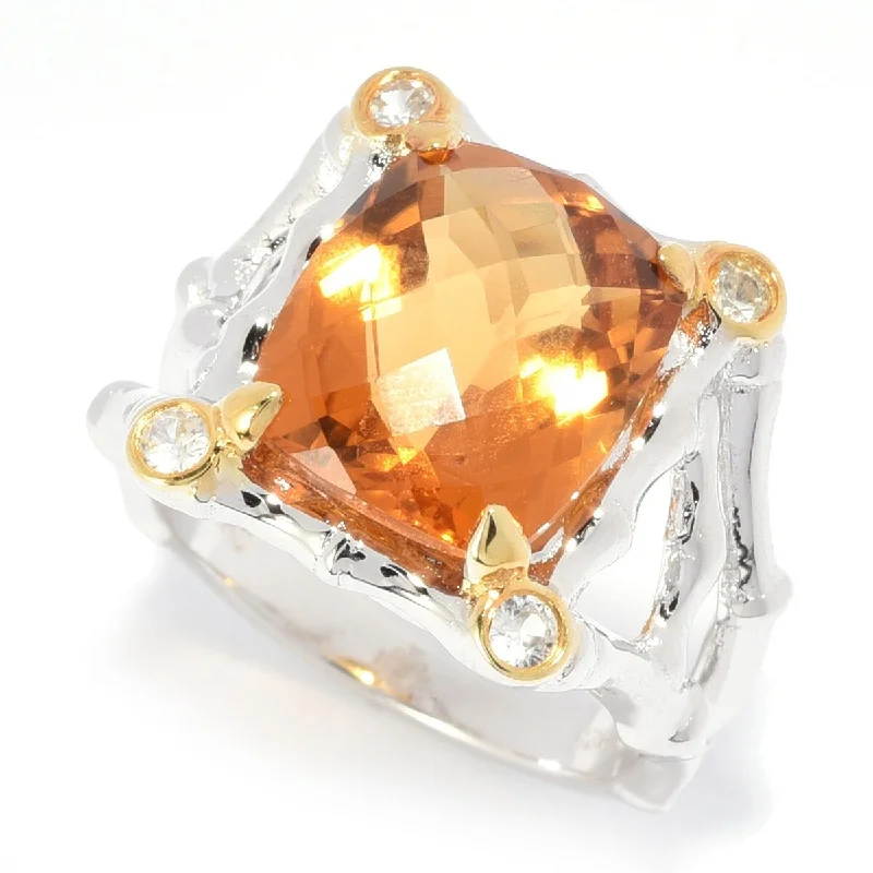 Topaz Gemstone Rings in 10K Gold with a Channel - Set Design for a Contemporary and Durable Option925 Sterling Silver Honey Citrine and White Natural Zircon Ring Topaz Gemstone Rings in 10K Gold with a Channel - Set Design for a Contemporary and Durable Option925 Sterling Silver Honey Citrine and White Natural Zircon Ring