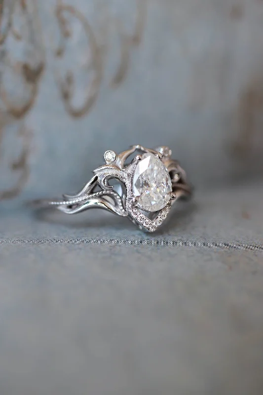 Men's Black Onyx Engagement Rings Set in Titanium for a Modern and Bold LookNatural white sapphire gold engagement ring, alternative proposal ring with sapphire and diamonds / Lida small