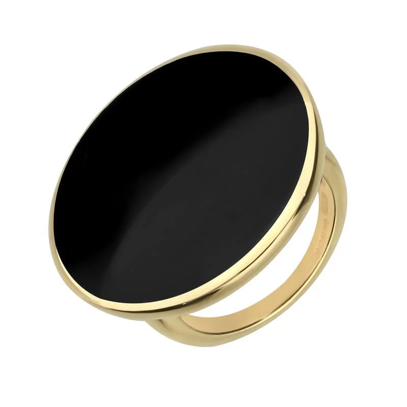 9ct Yellow Gold Whitby Jet Round Ring