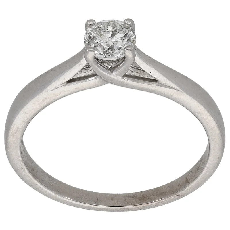 Men's Diamond Engagement Rings with Platinum Band and Halo Setting for a Luxury Proposal18ct White Gold 0.40ct Diamond Solitaire Ring Size N