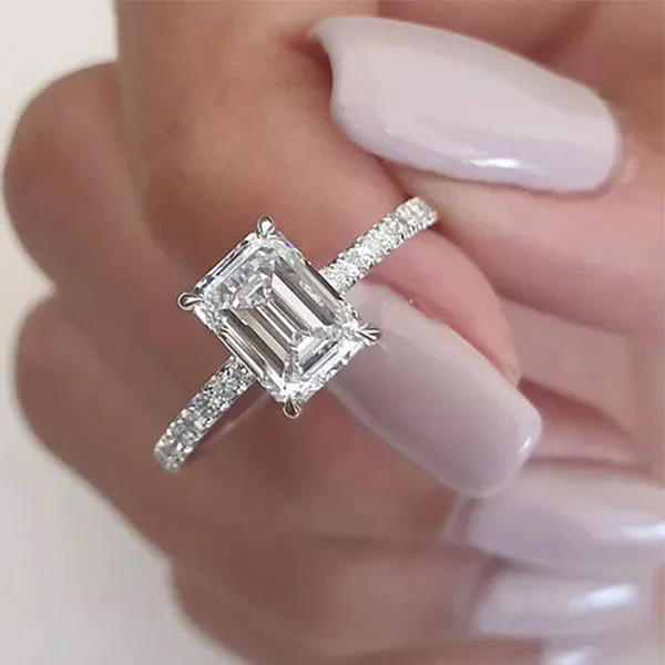 Men's Citrine Engagement Rings in Stainless Steel with a Stackable Band DesignClassic Emerald Cut Engagement Ring In Sterling Silver