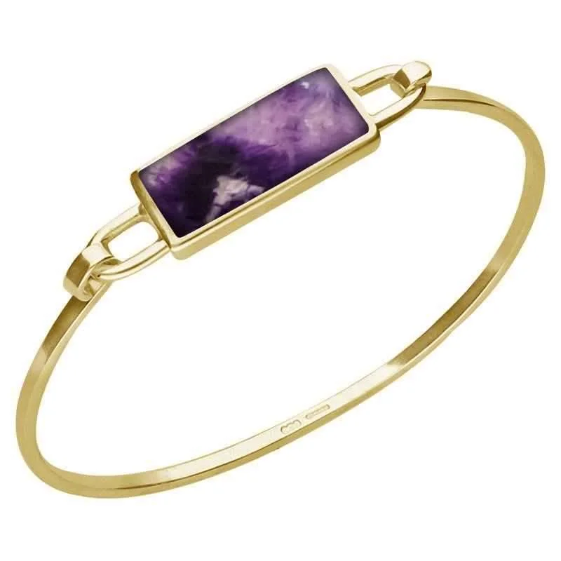 9ct Yellow Gold Blue John Slim Oblong Bangle