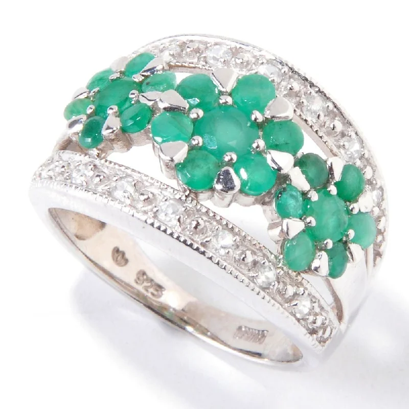 Peridot Gemstone Rings in 14K Gold - Filled Metal with a Pave - Set Band for a Sparkling LookPlatinum plated Sterling Silver 2.41 TCW Emerald & White Zircon Flower Ring Peridot Gemstone Rings in 14K Gold - Filled Metal with a Pave - Set Band for a Sparkling LookPlatinum plated Sterling Silver 2.41 TCW Emerald & White Zircon Flower Ring