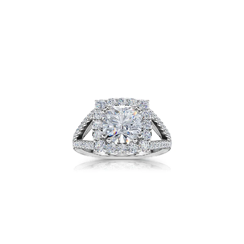 Men's Tanzanite Engagement Rings in Palladium with a Three - Stone ArrangementThe Studio Collection Cushion Cut Diamond Halo Split Shank Engagement Ring