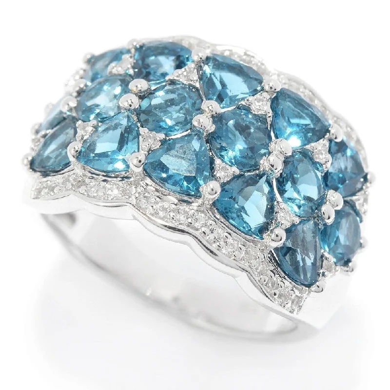 Iolite Gemstone Rings in 10K Gold with a Twisted Band for a Distinctive and Stylish AccessorySterling Silver London Blue Topaz & White Topaz Cluster Ring Iolite Gemstone Rings in 10K Gold with a Twisted Band for a Distinctive and Stylish AccessorySterling Silver London Blue Topaz & White Topaz Cluster Ring