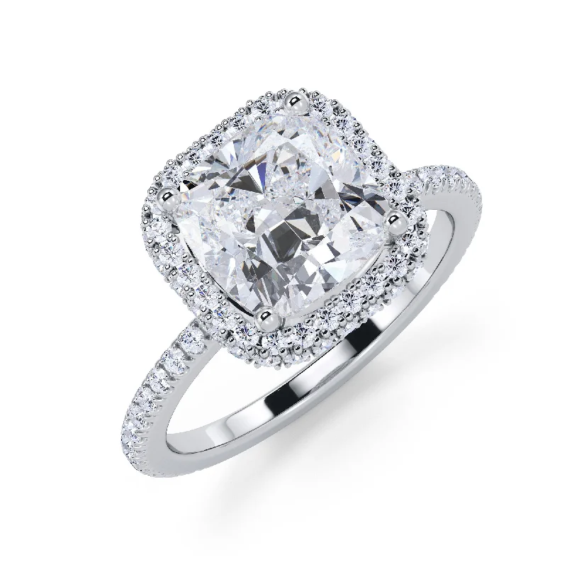 Men's Sapphire Engagement Rings in 18K White Gold with Pave Diamond AccentsLjus Cushion Halo Natural Cushion cut Diamond Engagement Ring