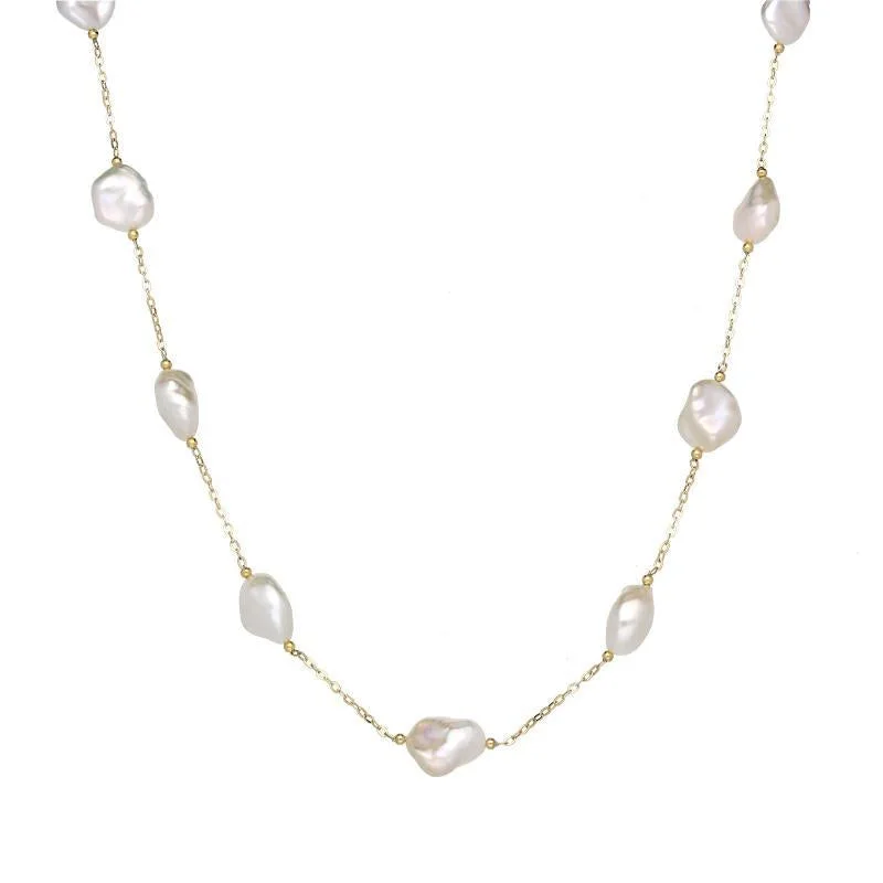 gold plated chain necklaces18ct Yellow Gold Eleven Stone White Pearl Cable Chain Necklace gold plated chain necklaces18ct Yellow Gold Eleven Stone White Pearl Cable Chain Necklace