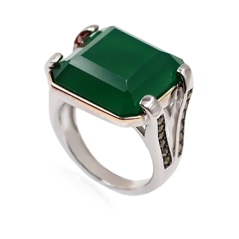 Jasper Gemstone Rings in 18K Gold Vermeil with a Matte Finish for a Subtle and Elegant Look14k Gold and Sterling Silver Green Agate and Marcasite Ring Jasper Gemstone Rings in 18K Gold Vermeil with a Matte Finish for a Subtle and Elegant Look14k Gold and Sterling Silver Green Agate and Marcasite Ring