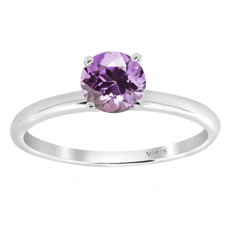 Amethyst Gemstone Rings in Sterling Silver with a Halo of Cubic Zirconia for a Budget - Friendly LuxuryWhite Gold with Natural Amethyst Solitaire Ring Amethyst Gemstone Rings in Sterling Silver with a Halo of Cubic Zirconia for a Budget - Friendly LuxuryWhite Gold with Natural Amethyst Solitaire Ring