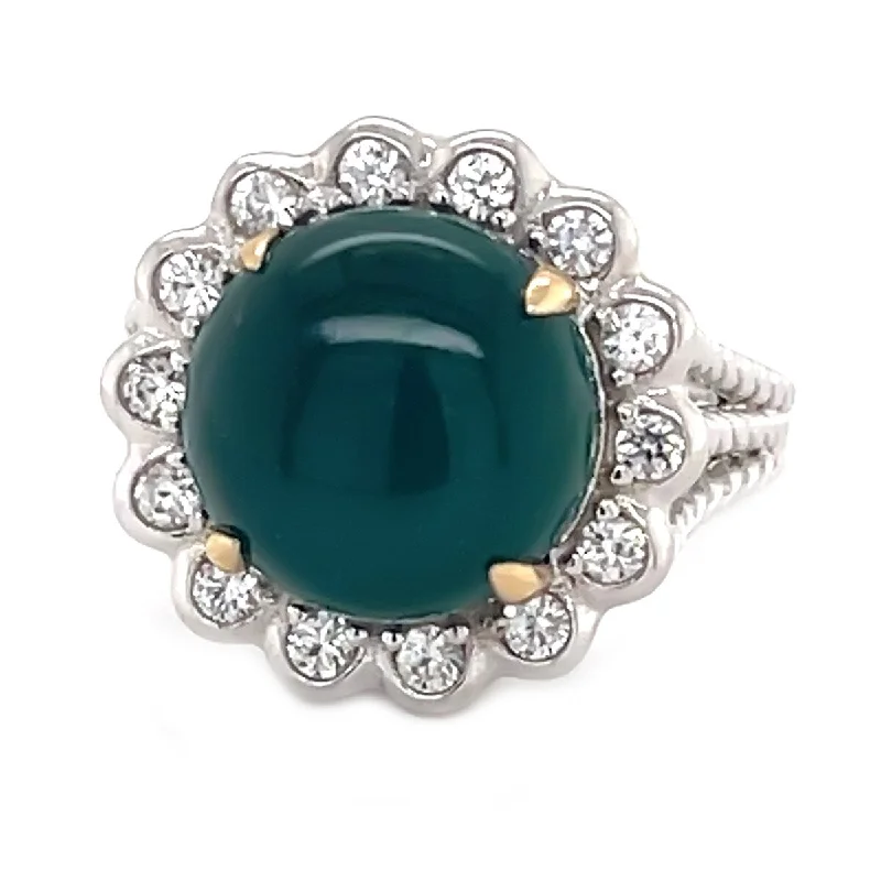 Sapphire Gemstone Rings in 18K White Gold with Diamond Accents for an Elegant Engagement925 Sterling Silver Green Agate and White Natural Zircon Ring Sapphire Gemstone Rings in 18K White Gold with Diamond Accents for an Elegant Engagement925 Sterling Silver Green Agate and White Natural Zircon Ring