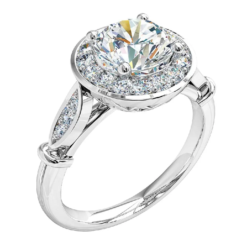 Men's Sapphire Engagement Rings in 18K White Gold with Pave Diamond AccentsOriana